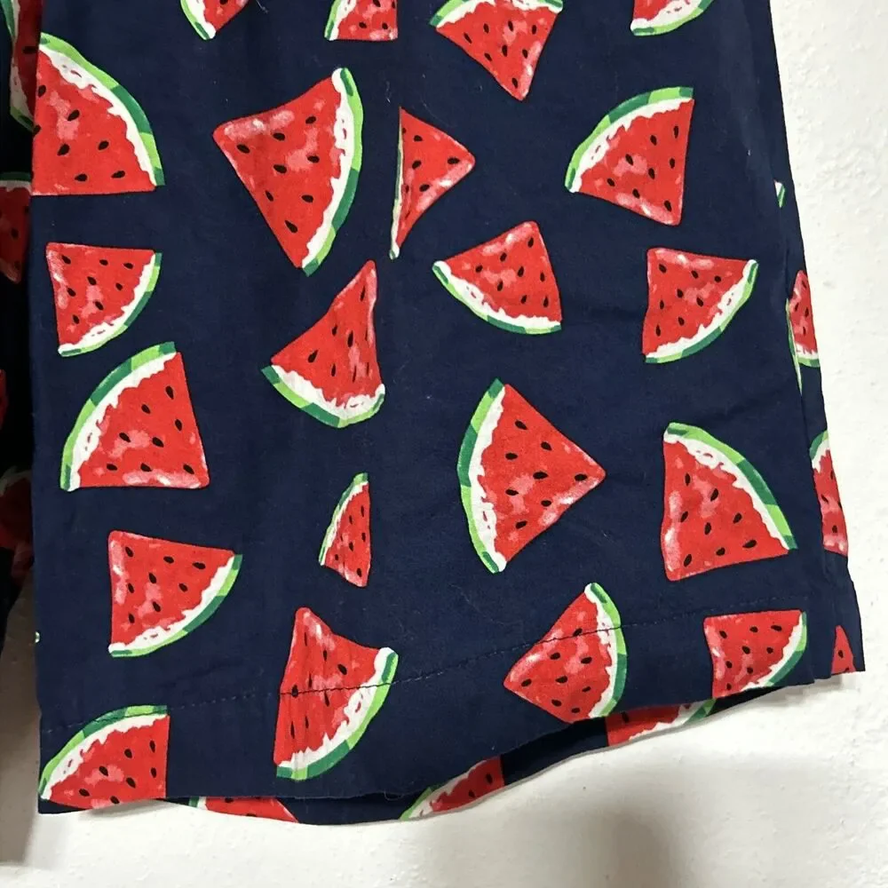 Jogal Watermelon Mens Shorts Sz Medium Navy Blue Red Drawstring Elastic Hawaiian